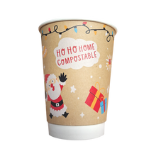 Load image into Gallery viewer, 12oz Festive Double Wall Hot Cup – Aqueous Lined (SUP Compliant)