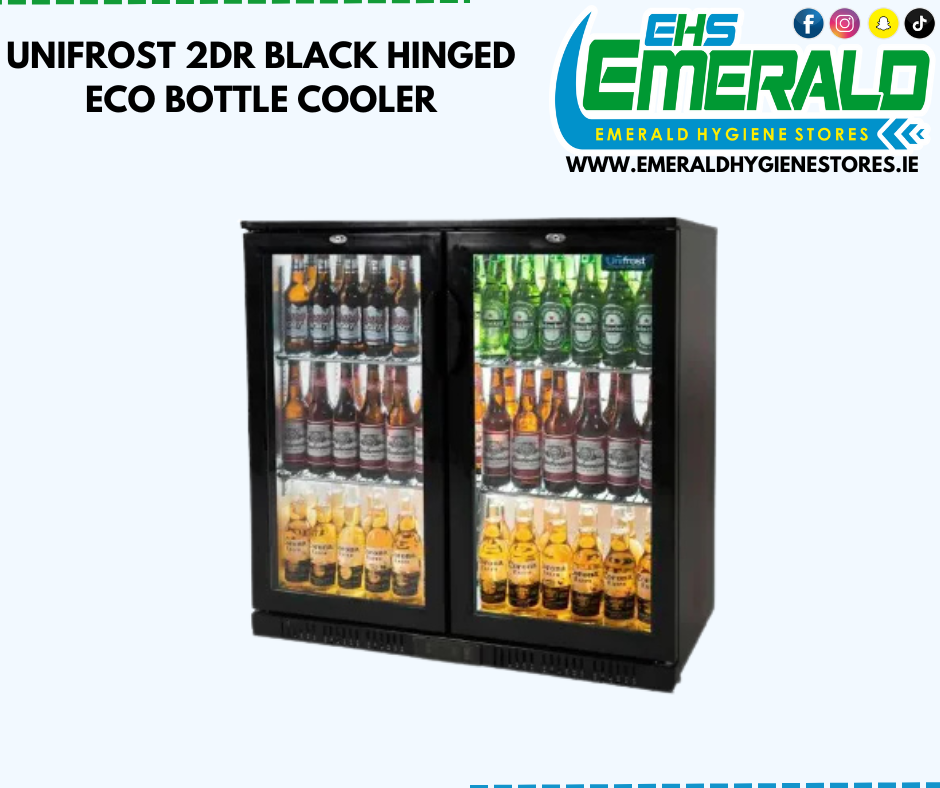 UNIFROST BC20HBE 2DR BLACK HINGED ECO BOTTLE COOLER