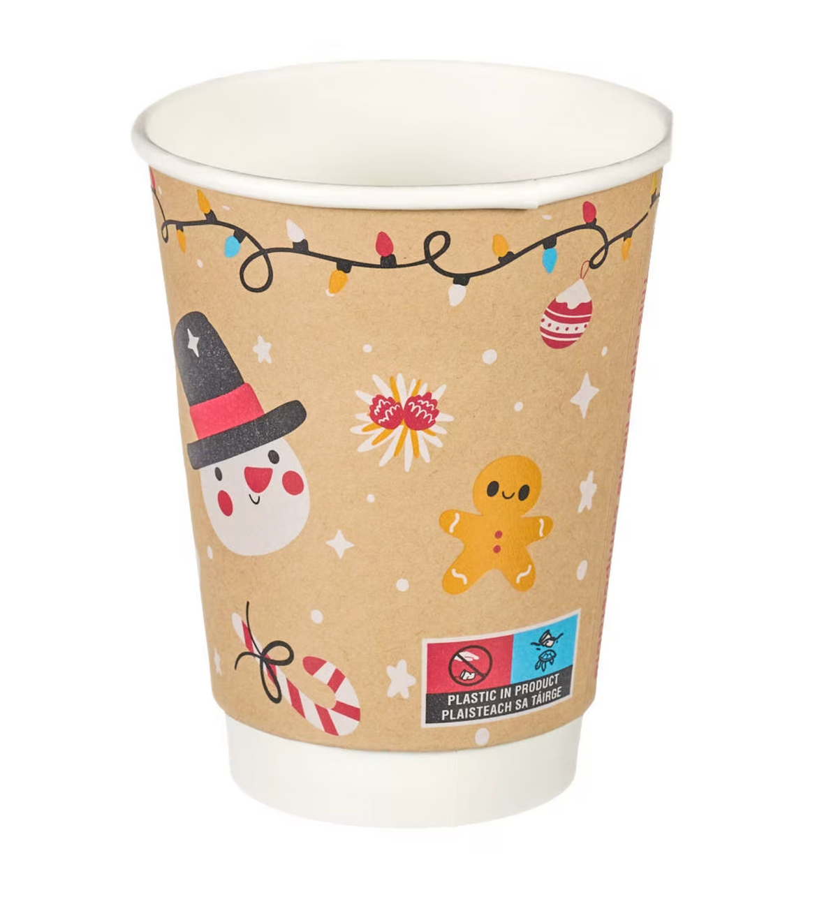 12oz Festive Double Wall Hot Cup – Aqueous Lined (SUP Compliant)