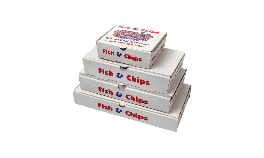 Magnum printed corrugated fish and chip boxes – large size