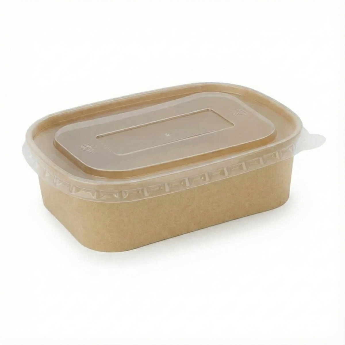 Spiritpak 650ml kraft rectangular takeaway container with clear PP lid