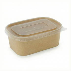 Spiritpak 1000ml kraft rectangular takeaway container with clear PP lid