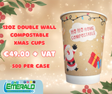 12oz Festive Double Wall Hot Cup – Aqueous Lined (SUP Compliant)