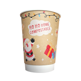 12oz Festive Double Wall Hot Cup – Aqueous Lined (SUP Compliant)