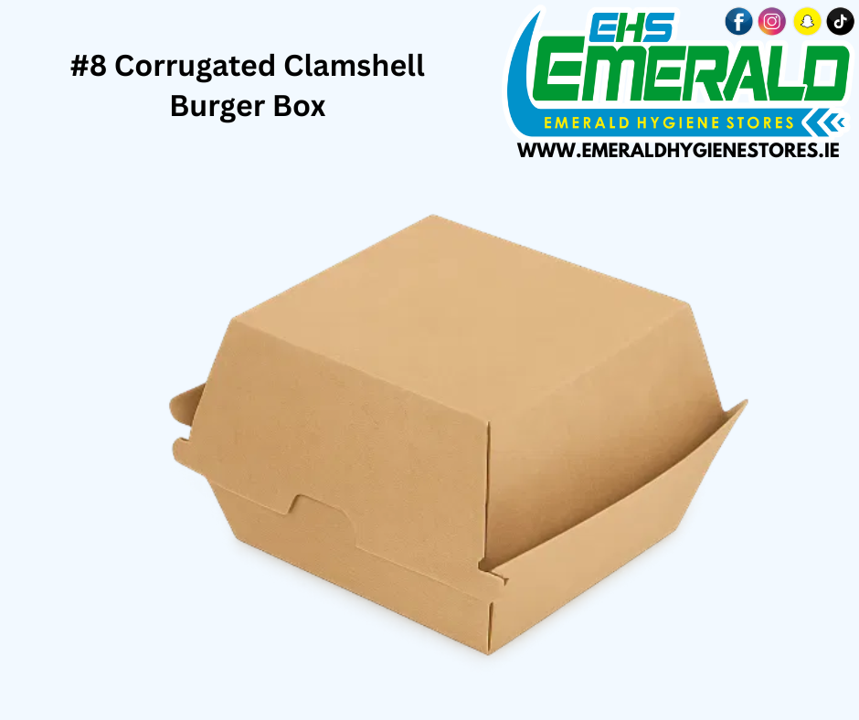 #8 Corrugated Clamshell Burger Box 105x102x42mm (5x50)