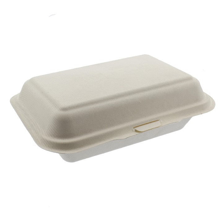 Leafware 1000ml bagasse sugarcane clamshell food box 9 x 6 inch