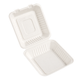 Leafware sugarcane clamshell food box 9 x 9 inch, transparent background