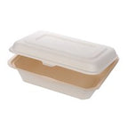 Leafware bagasse clamshell food box 177 x 127 x 63mm, 300 per case