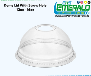 Dome Lid With Straw Hole 12oz - 16oz (800 PER CASE)