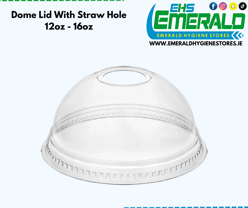 Dome Lid With Straw Hole 12oz - 16oz (800 PER CASE)
