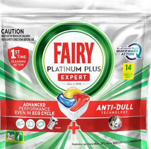 Fairy Platinum All-in-1 Dishwasher Capsules - 14 Capsules