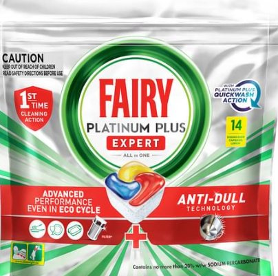 Fairy Platinum All-in-1 Dishwasher Capsules - 14 Capsules