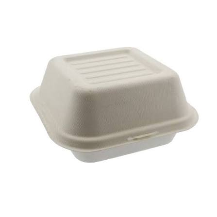 Leafware 6 inch sugarcane bagasse burger box, 400 per case