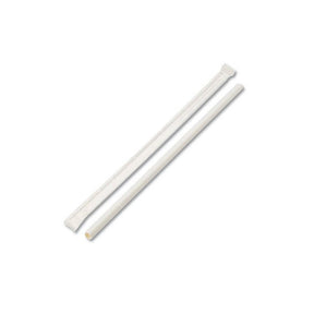 Individually wrapped white paper drinking straws, 195 × 6mm