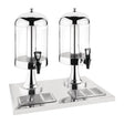 Olympia double juice dispenser with drip trays and two juice containers