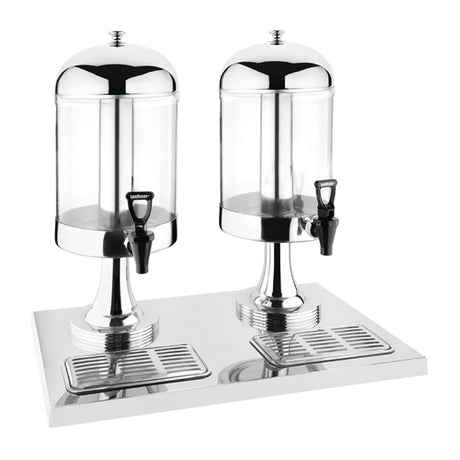 Olympia double juice dispenser with drip trays and two juice containers