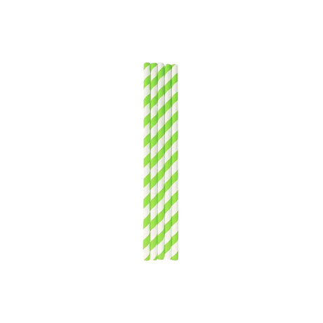 Smoothie Lime Green & White Striped Paper Straw - Emerald Hygiene Stores