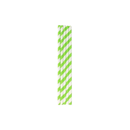 Smoothie Lime Green & White Striped Paper Straw - Emerald Hygiene Stores