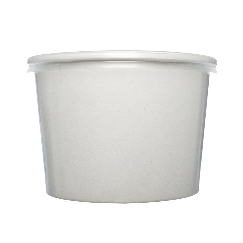 8oz white Spiritpak soup container with matching plastic lid – 250 sets per case