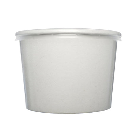 8oz white Spiritpak soup container with matching plastic lid – 250 sets per case