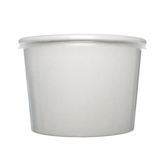 8oz white Spiritpak soup container with matching plastic lid – 250 sets per case